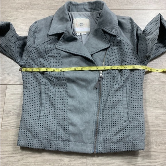 Anthropologie Hei Hei Vegan Suede Grey Moto Jacket - Picture 8 of 10
